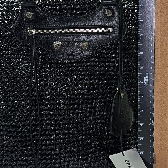 Balenciaga Women's Large Le Cagole Panier Black Raffia Tote Bag (MSRP $1,750) - Picture 12 of 13